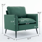Green Modern 25.99 Upholstered Accent Chair with Soft Cushions and Pillows