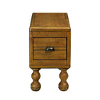 Solid Wood End Table, Rectangle 23.6 inch Narrow Side Table with Drawer, Vintage Bedside Table Nightstand for Small Spaces