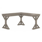 60W L-Shaped Farmhouse Desk with Wire Management Grommet, Corner Home Office Desk, 200 lb Capacity