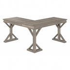60W L-Shaped Farmhouse Desk with Wire Management Grommet, Corner Home Office Desk, 200 lb Capacity