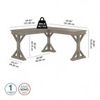 60W L-Shaped Farmhouse Desk with Wire Management Grommet, Corner Home Office Desk, 200 lb Capacity