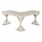 60W L-Shaped Farmhouse Desk with Wire Management Grommet, Corner Home Office Desk, 200 lb Capacity