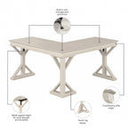 60W L-Shaped Farmhouse Desk with Wire Management Grommet, Corner Home Office Desk, 200 lb Capacity