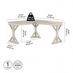 60W L-Shaped Farmhouse Desk with Wire Management Grommet, Corner Home Office Desk, 200 lb Capacity