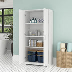 Tall Bathroom Storage Cabinet with Doors, 4-Shelf Adjustable, Transitional Style, 30W x 16D x 61H
