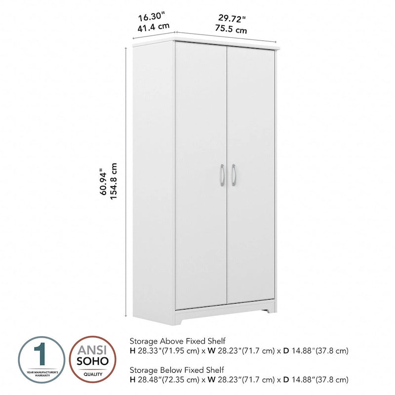 Tall Bathroom Storage Cabinet with Doors, 4-Shelf Adjustable, Transitional Style, 30W x 16D x 61H