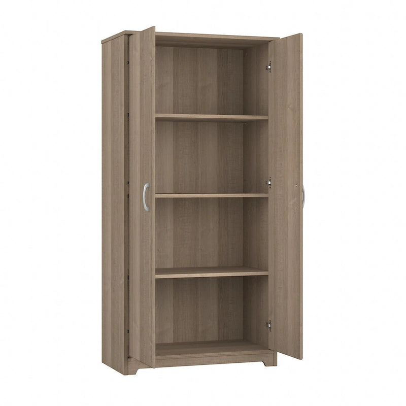 Tall Bathroom Storage Cabinet with Doors, 4-Shelf Adjustable, Transitional Style, 30W x 16D x 61H