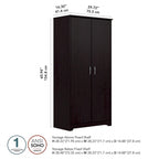 Tall Bathroom Storage Cabinet with Doors, 4-Shelf Adjustable, Transitional Style, 30W x 16D x 61H