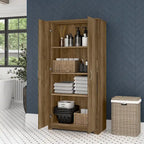Tall Bathroom Storage Cabinet with Doors, 4-Shelf Adjustable, Transitional Style, 30W x 16D x 61H