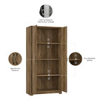 Tall Bathroom Storage Cabinet with Doors, 4-Shelf Adjustable, Transitional Style, 30W x 16D x 61H