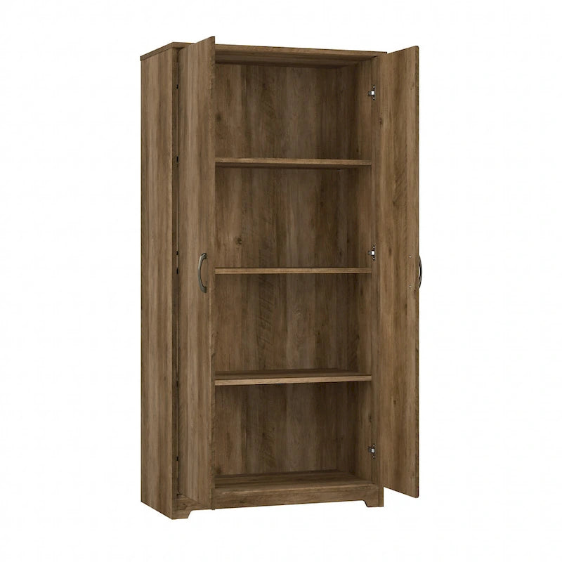 Tall Bathroom Storage Cabinet with Doors, 4-Shelf Adjustable, Transitional Style, 30W x 16D x 61H