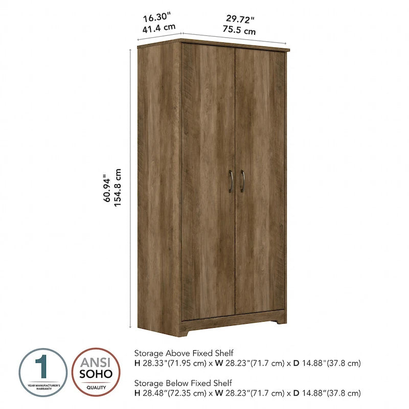 Tall Bathroom Storage Cabinet with Doors, 4-Shelf Adjustable, Transitional Style, 30W x 16D x 61H