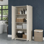 Tall Bathroom Storage Cabinet with Doors, 4-Shelf Adjustable, Transitional Style, 30W x 16D x 61H