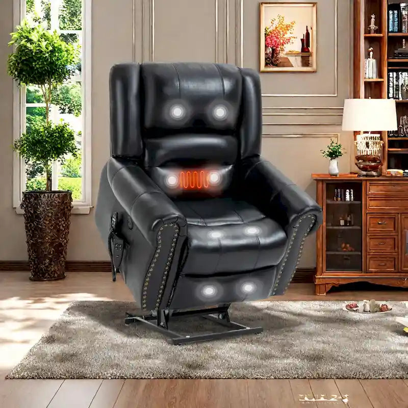 Power Lift Recliner Chair, Dual Motor, 8-Node Massage, Lumbar Heat, USB Port, 350 lb Capacity