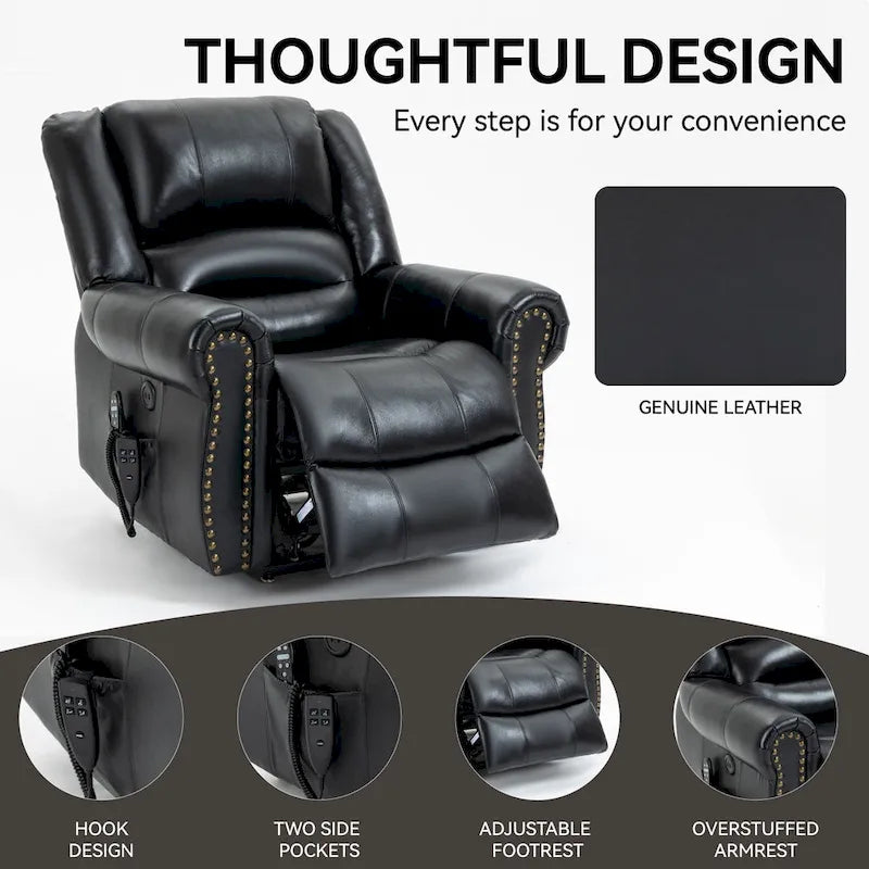 Power Lift Recliner Chair, Dual Motor, 8-Node Massage, Lumbar Heat, USB Port, 350 lb Capacity