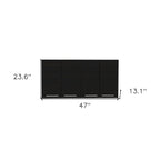 47" Wall Mounted Cabinet with 4 Doors & Interior Shelves, Particle Board, Modern Style, Black