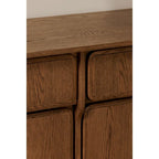 Solid Oak Sideboard with Drawers, Warm Brown, Mid-Century Style, 78.5"W x 19.76"D x 32"H