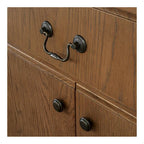 Solid Oak Sideboard with Drawers, Warm Brown, Mid-Century Style, 78.5"W x 19.76"D x 32"H