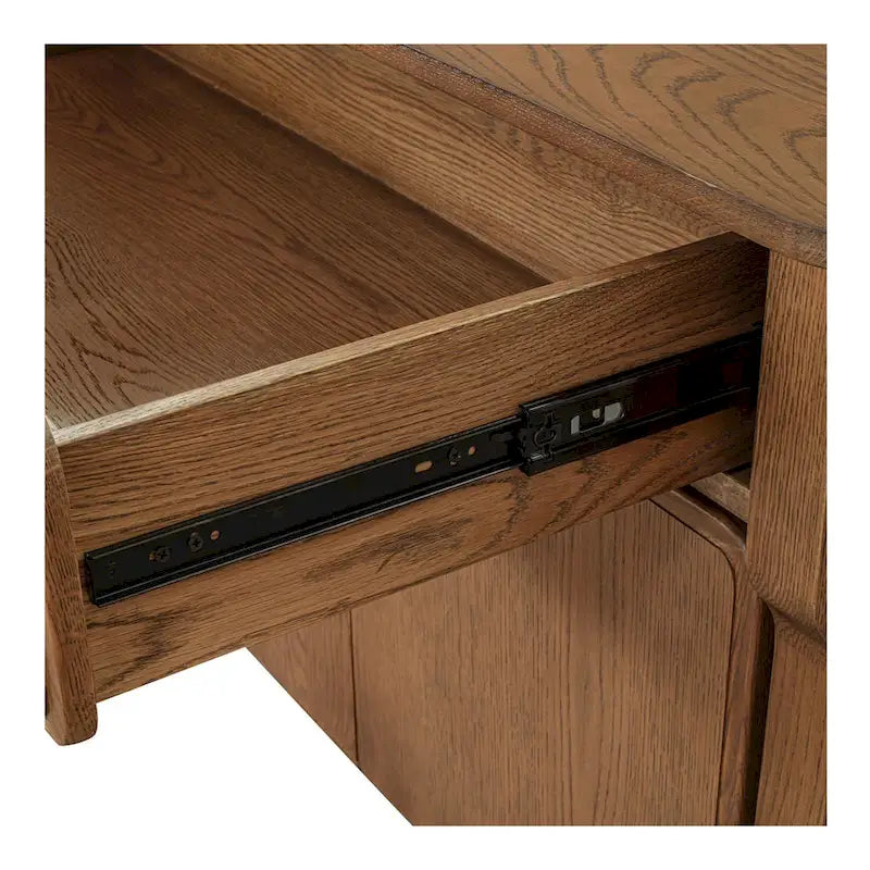 Solid Oak Sideboard with Drawers, Warm Brown, Mid-Century Style, 78.5"W x 19.76"D x 32"H