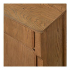 Solid Oak Sideboard with Drawers, Warm Brown, Mid-Century Style, 78.5"W x 19.76"D x 32"H