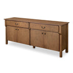 Solid Oak Sideboard with Drawers, Warm Brown, Mid-Century Style, 78.5"W x 19.76"D x 32"H