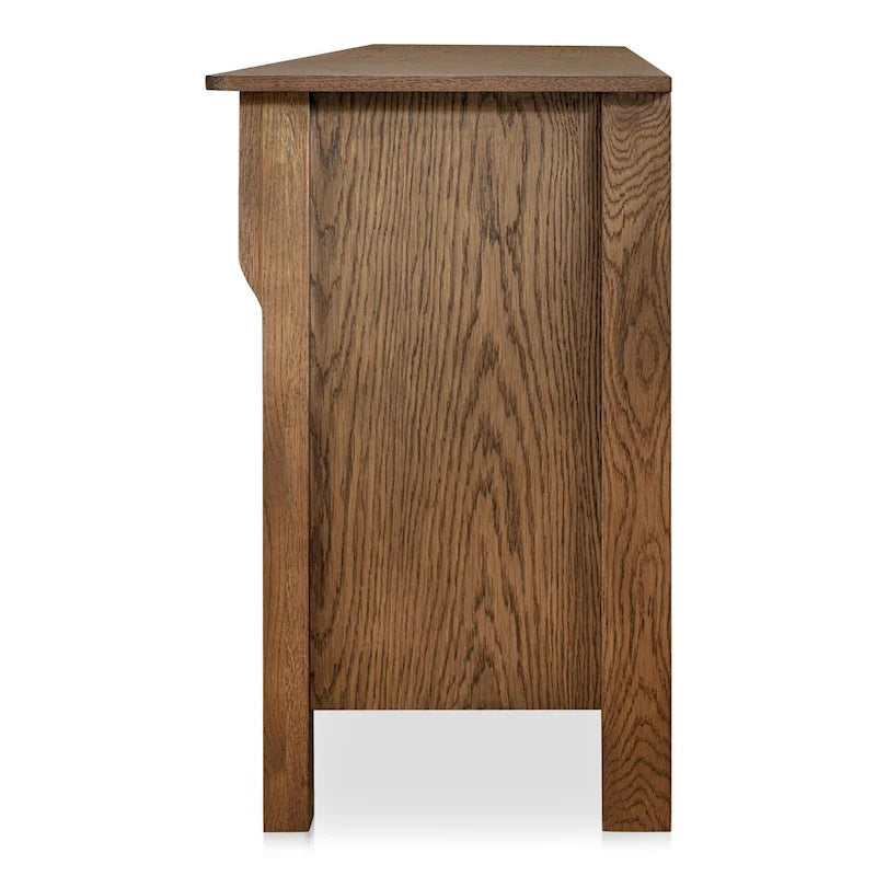 Solid Oak Sideboard with Drawers, Warm Brown, Mid-Century Style, 78.5"W x 19.76"D x 32"H