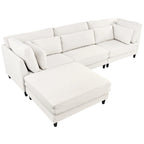 Contemporary Modular Sectional Sofa with Movable Ottoman and 5 Pillows
