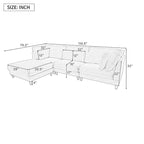 Contemporary Modular Sectional Sofa with Movable Ottoman and 5 Pillows