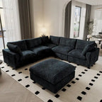 Modular Sectional Couch, Convertible V Shaped Sofa for Living Room, 5 Seat Comfy Modular Sofa With Chaise Ottoman