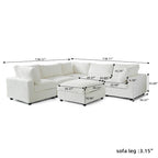 Modular Sectional Couch, Convertible V Shaped Sofa for Living Room, 5 Seat Comfy Modular Sofa With Chaise Ottoman