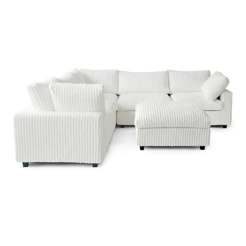 Modular Sectional Couch, Convertible V Shaped Sofa for Living Room, 5 Seat Comfy Modular Sofa With Chaise Ottoman