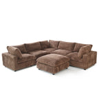Modular Sectional Couch, Convertible V Shaped Sofa for Living Room, 5 Seat Comfy Modular Sofa With Chaise Ottoman