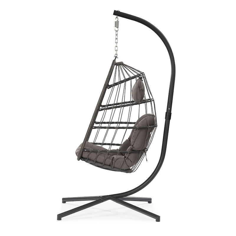 Hanging Egg Chair with Aluminum Frame, Wicker Rattan, Cushion & Headrest – Indoor/Outdoor