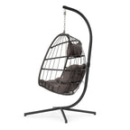 Hanging Egg Chair with Aluminum Frame, Wicker Rattan, Cushion & Headrest – Indoor/Outdoor