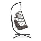 Hanging Egg Chair with Aluminum Frame, Wicker Rattan, Cushion & Headrest – Indoor/Outdoor