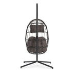 Hanging Egg Chair with Aluminum Frame, Wicker Rattan, Cushion & Headrest – Indoor/Outdoor