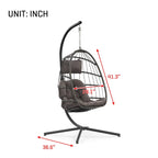 Hanging Egg Chair with Aluminum Frame, Wicker Rattan, Cushion & Headrest – Indoor/Outdoor