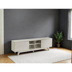 Modern TV Stand with 2-Door Cabinet & 4 Open Shelves, Holds TVs up to 80", Grey