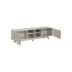 Modern TV Stand with 2-Door Cabinet & 4 Open Shelves, Holds TVs up to 80", Grey