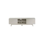 Modern TV Stand with 2-Door Cabinet & 4 Open Shelves, Holds TVs up to 80", Grey
