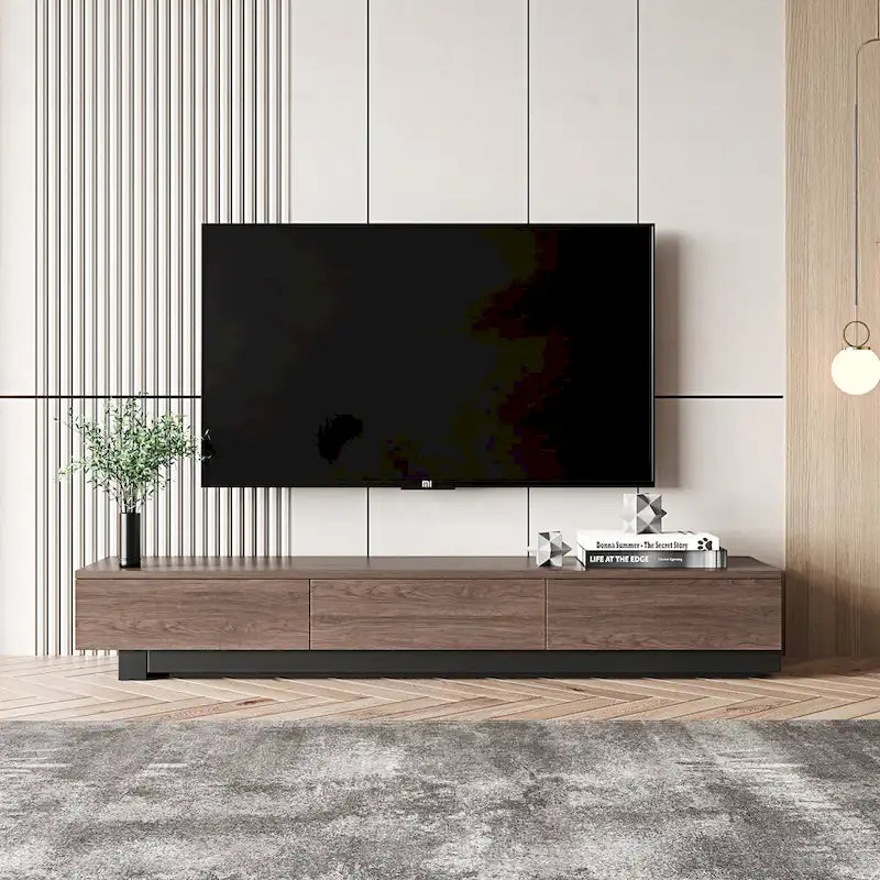 3-Drawers Retracted Extendable TV Stand Media Console In Stretch 70- 110