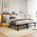 Queen Platform Bed with RGB LED Headboard, USB Charging, MDF & Metal Frame, 10.6" Underbed Storage