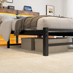 Queen Platform Bed with RGB LED Headboard, USB Charging, MDF & Metal Frame, 10.6" Underbed Storage
