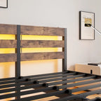 Queen Platform Bed with RGB LED Headboard, USB Charging, MDF & Metal Frame, 10.6" Underbed Storage