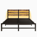 Queen Platform Bed with RGB LED Headboard, USB Charging, MDF & Metal Frame, 10.6" Underbed Storage