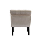 Beige 22.83 Buttons Tufted Accent Chair with Wooden Legs