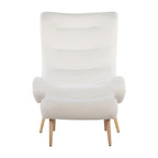 Sherpa Accent Chair with Ottoman, Curved Back & Solid Wood Legs, 250 lbs Capacity – Grey/White
