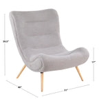 Sherpa Accent Chair with Ottoman, Curved Back & Solid Wood Legs, 250 lbs Capacity – Grey/White