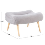 Sherpa Accent Chair with Ottoman, Curved Back & Solid Wood Legs, 250 lbs Capacity – Grey/White