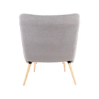 Sherpa Accent Chair with Ottoman, Curved Back & Solid Wood Legs, 250 lbs Capacity – Grey/White